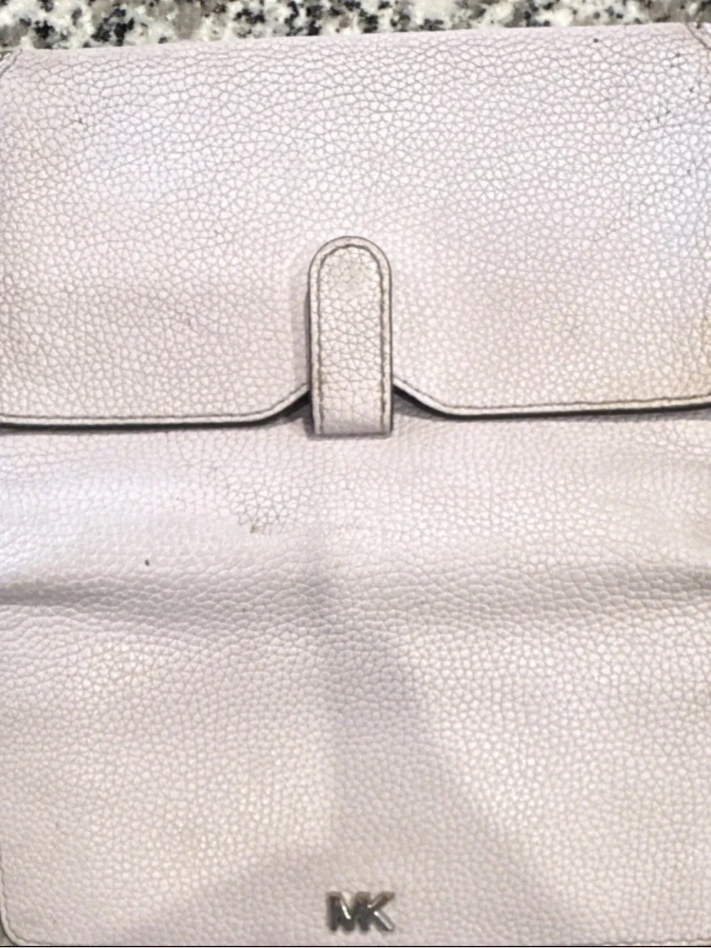 Michael Kors Light Blush Pink Pebbled Leather Clutch with MK Logo